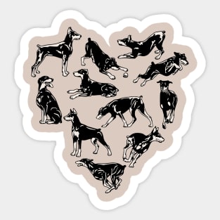 Doberman's Heart Sticker